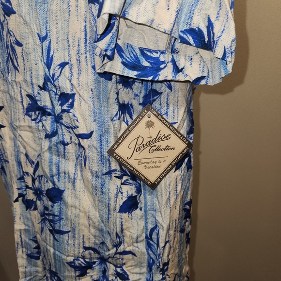 New Paradise Collection Button up Short Sleeve 100% Silk - Picture 4 of 6